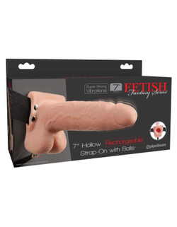 Перезаряжаемый фаллопротез Fetish Fantasy 7 Hollow Rechargeable Strap-on with Balls