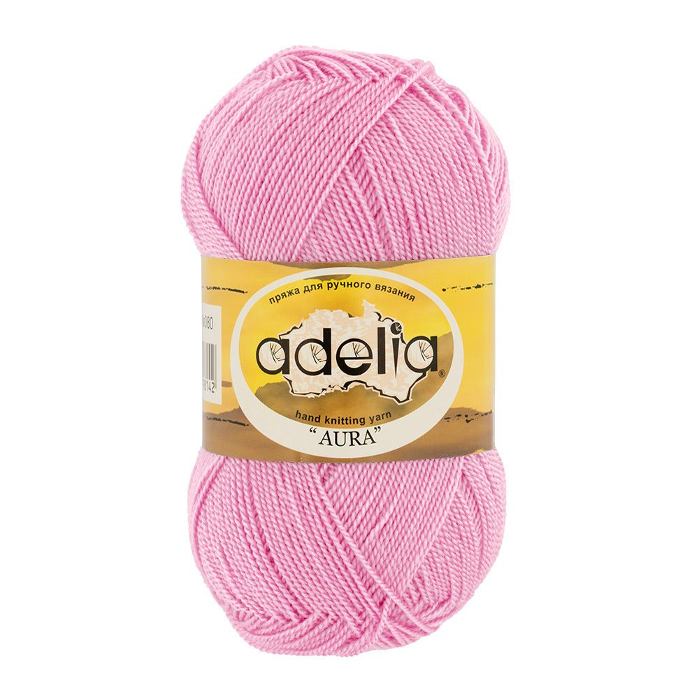 Пряжа Adelia Aura / уп.10 мот. по 50г, 250м, 057 св. розовый Пряжа Adelia Aura / уп.10 мот. по 50г, 250м, 057 св. розовый
