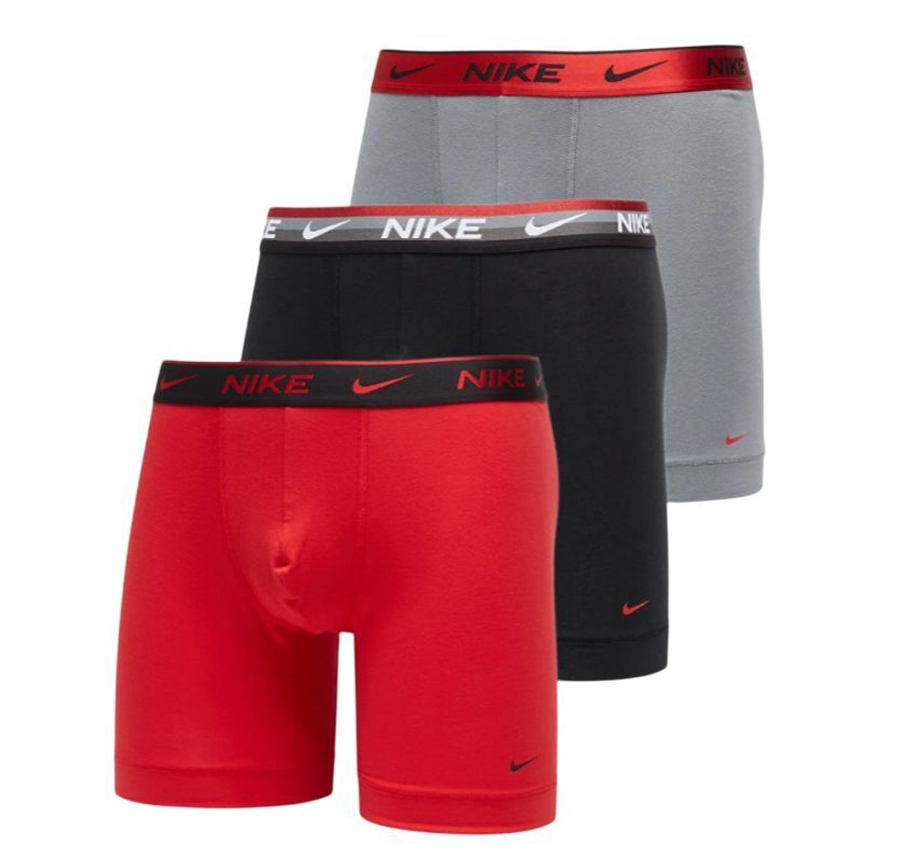 Боксерки теннисные Nike Everyday Cotton Stretch 3P - black/grey/red