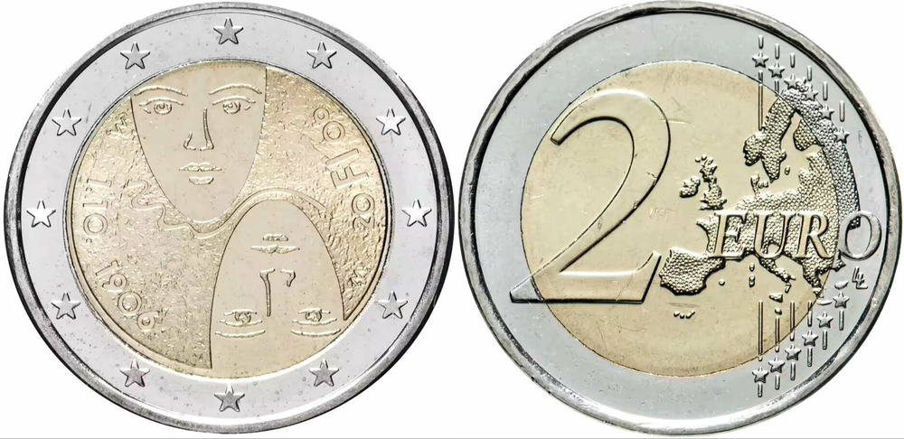 Финляндия 2 евро, 2006 100 лет равного избирательного права в Финляндии