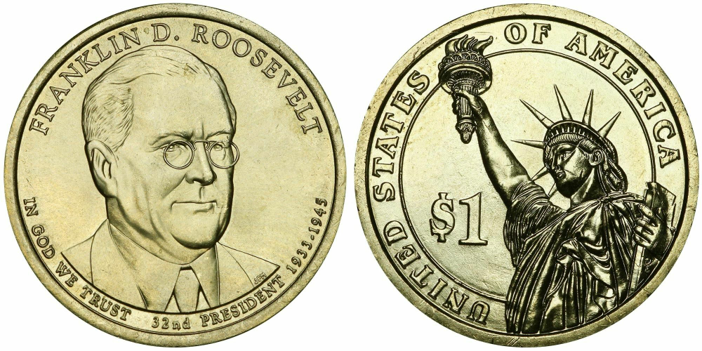 США 1 доллар 2014 Президент 32 - Франклин Рузвельт (1933–1945)