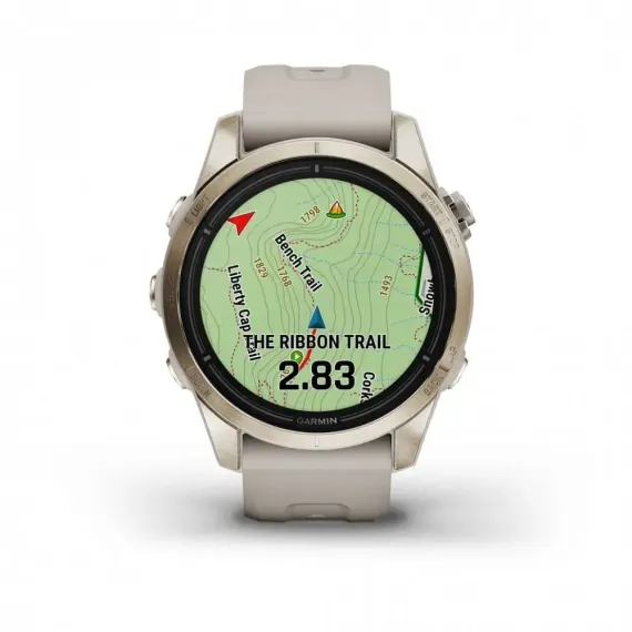 Garmin epix Pro (Gen 2) Sapphire Edition 42 мм, золотистый корпус со светло-песочным ремешком