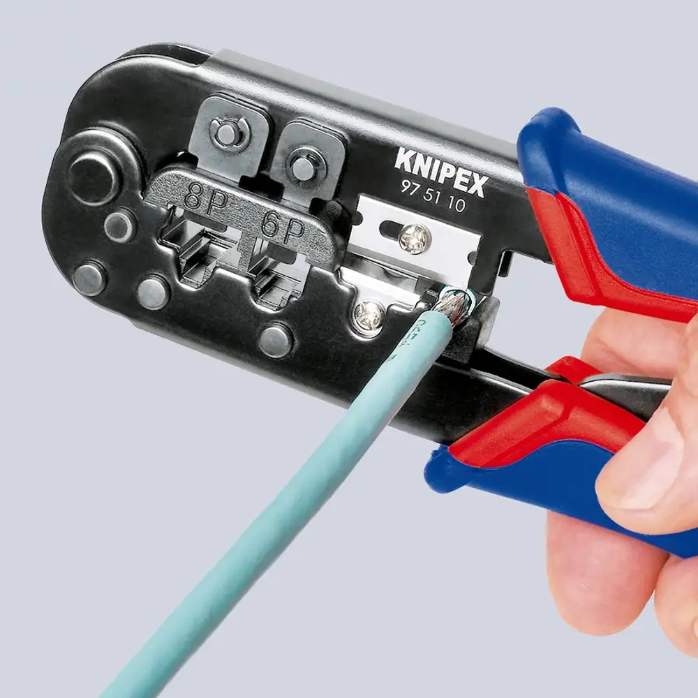 Инструмент для опрессовки штекеров типа Western чернёные 190 мм Knipex 97 51 10 SB