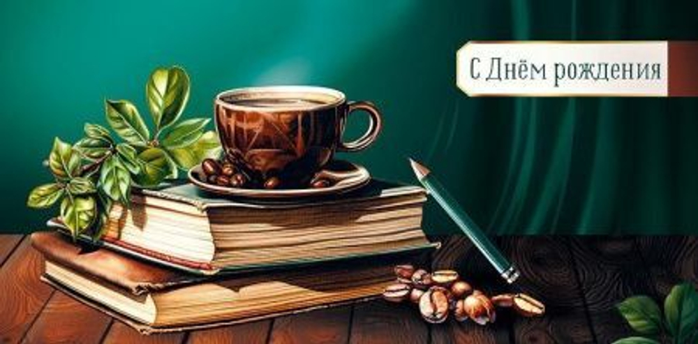 Конверт подарочный Арт "С Днем Рождения!" 19*9,3см Чашка кофе