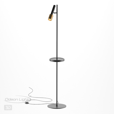 4240/1F HIGHTECH ODL21 381 черн/зол/металл Напольн.св-ник c выкл, USB IP20 LED GU10 max 10W MEHARI