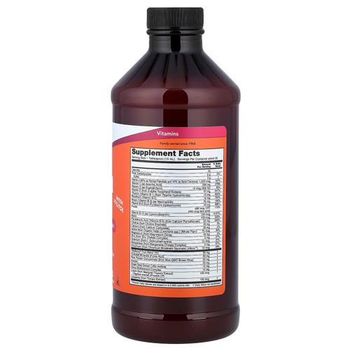 NOW Foods, жидкая мультивитаминная добавка с ксилитолом, без железа, тропический апельсин, 473 мл (16 жидк. унций)