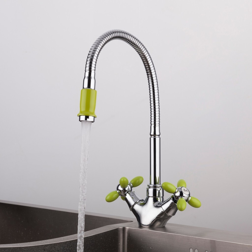 Смеситель для кухни 1/2 кер R43127-6 FRUD п/гайку, без подводки, Зеленый