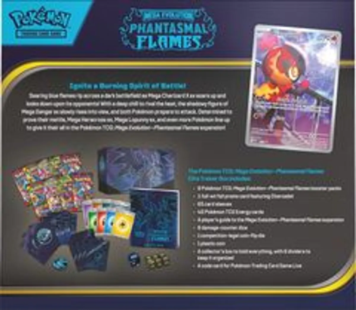 Набор карточек Pokemon TCG: Mega Evolution Elite Trainer Box (Phantasmal Flames) (на английском языке)
