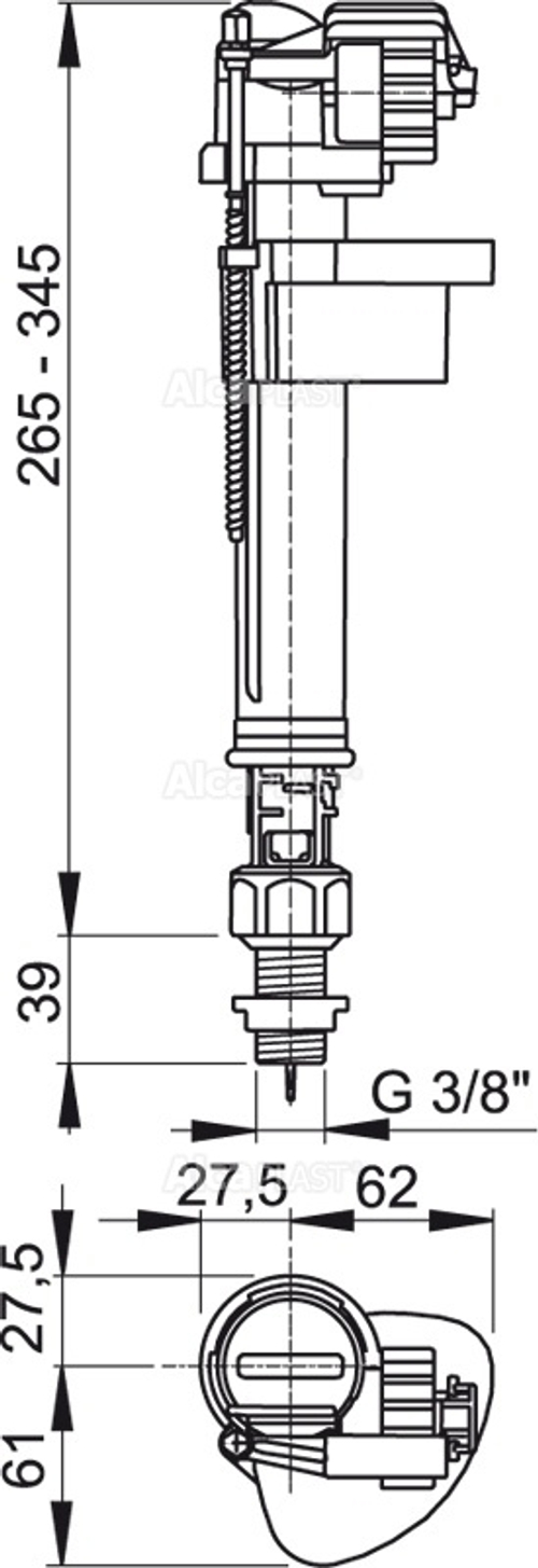 Впускной механизм Alca plast, с нижней подводкой, A17-3/8", белый (A17-3/8")