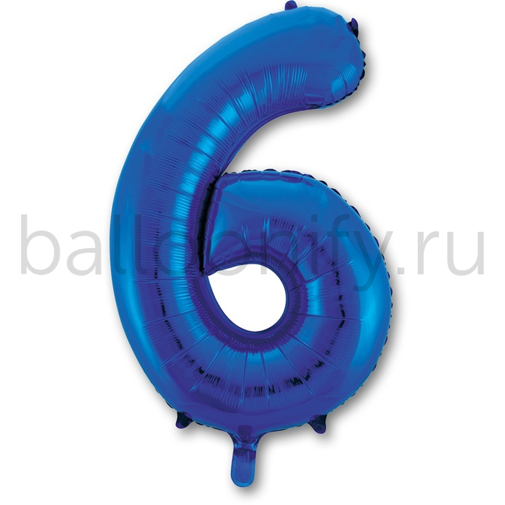 Шар ЦИФРА 6 Blue 40" 102 см