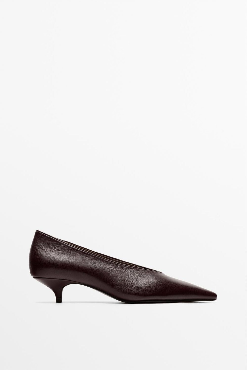 Massimo Dutti Туфли на каблуке с острым носком, бургунди