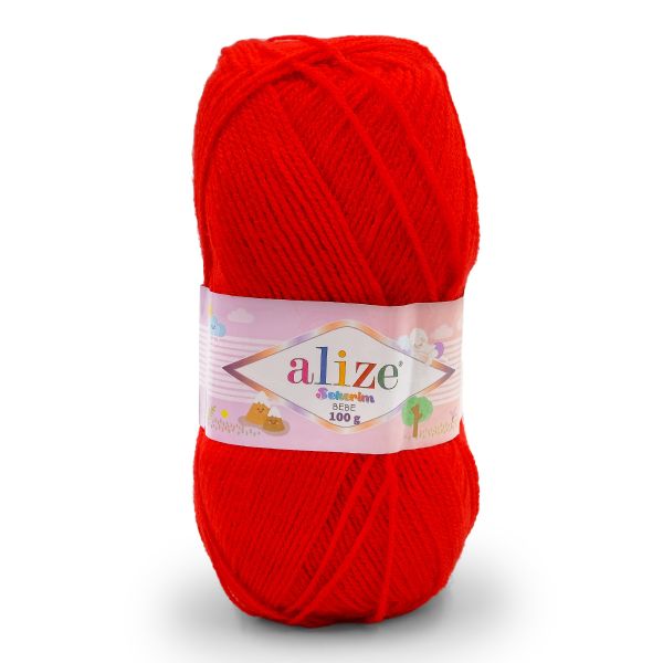 Пряжа Alize (Ализе) Sekerim Bebe / уп.5 мот. по 100 г, 320м, 56 красный