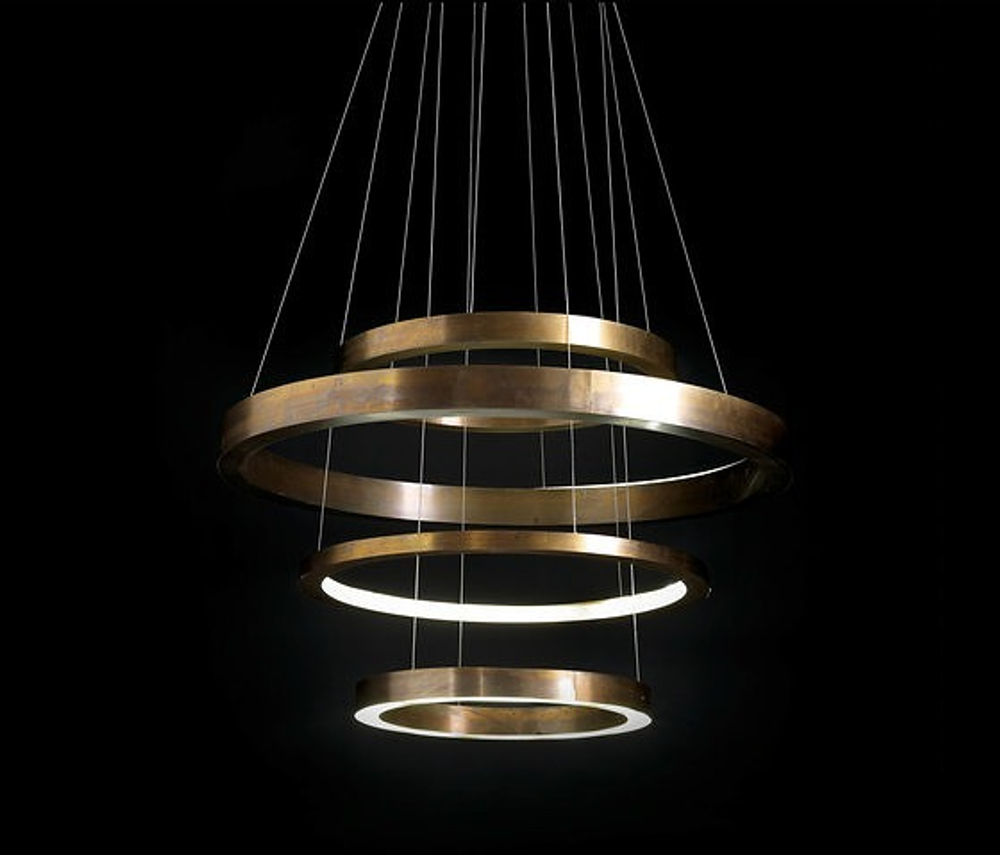 люстра реплика Light Ring Lamp by HENGE style ( 4 rings ) dark brass