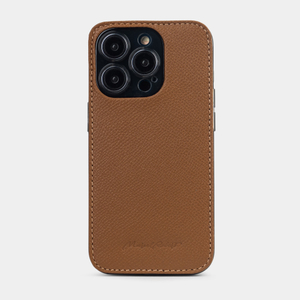 Чехол-накладка кожаная для iPhone 15 Pro цвета карамель