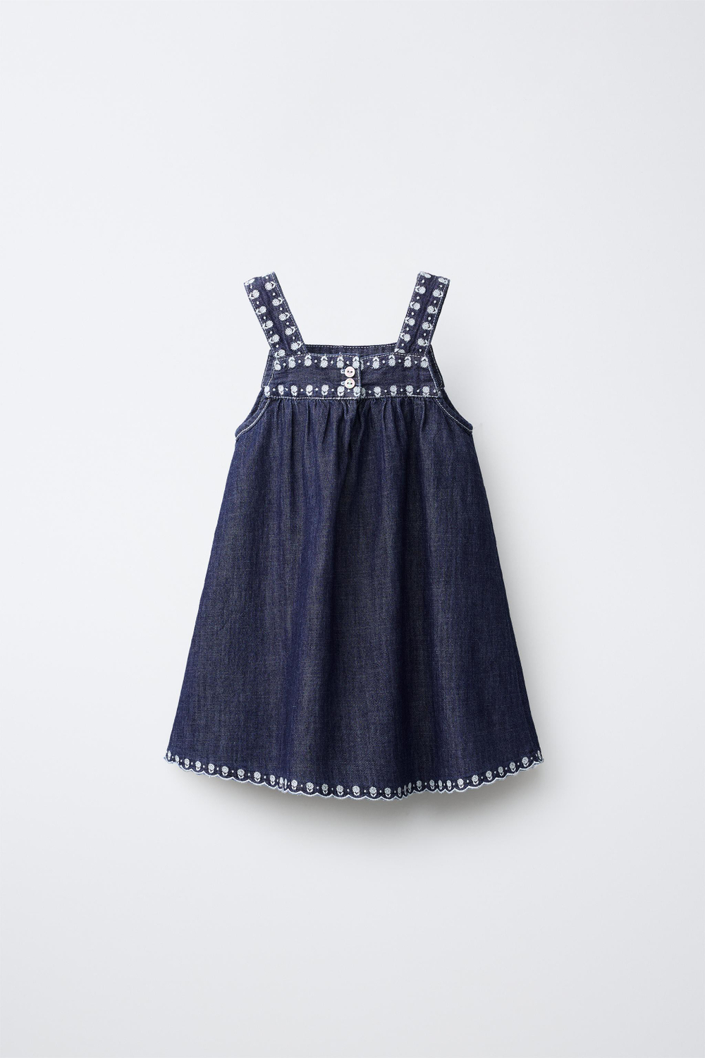 ZARA ПЛАТЬЕ ИЗ ДЕНИМА С ВЫШИВКОЙ, СИНИЙ
