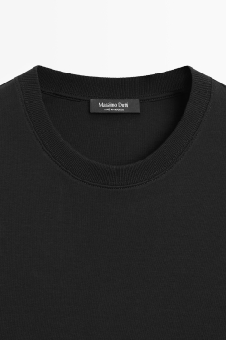 Massimo Dutti Футболка интерлок, короткие рукава, черный