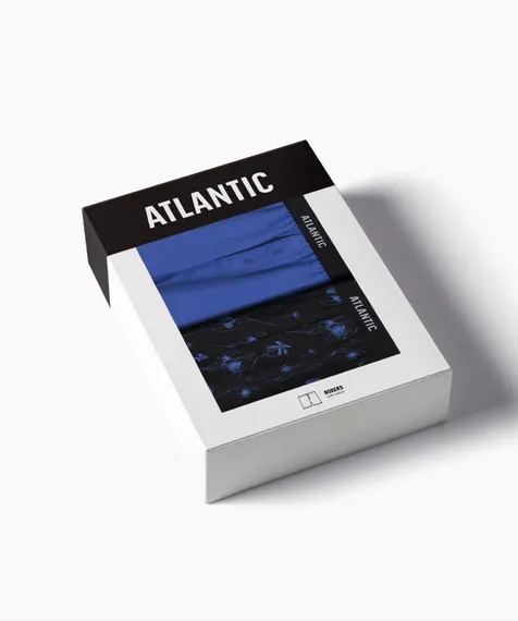 Трусы (2 шт) мужские семейные Atlantic 2MBX-093, хлопок, черный + голубой