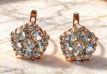 Ювелирные серьги из серебра 925 пробы с позолотой,вставка топазы,фианиты