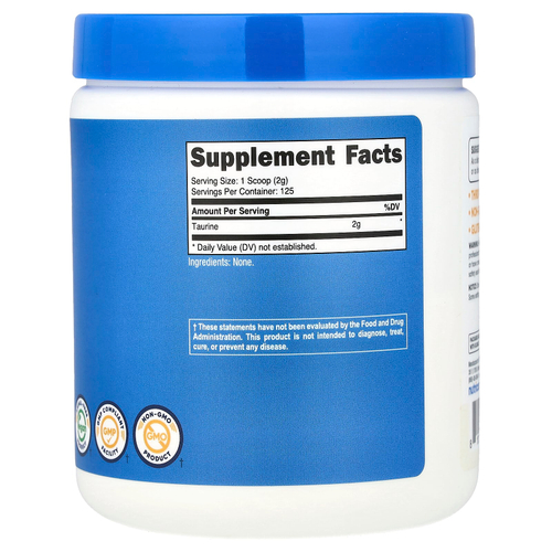 Nutricost, таурин, без добавок, 250 г (8,9 унции)