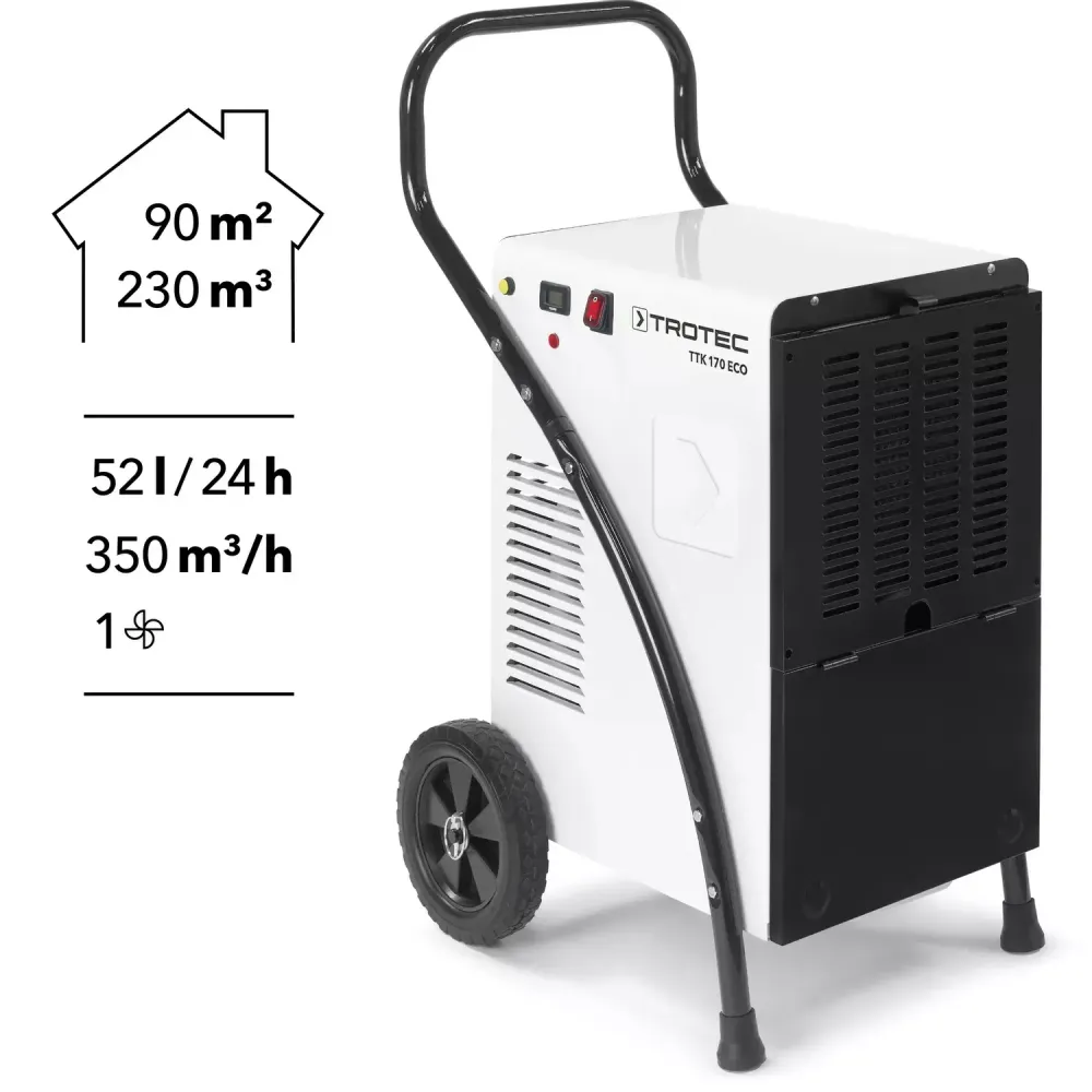 Осушитель воздуха TROTEC TTK 170 ECO мобильный - [до 52 л. за сутки / для S≈90 м²]