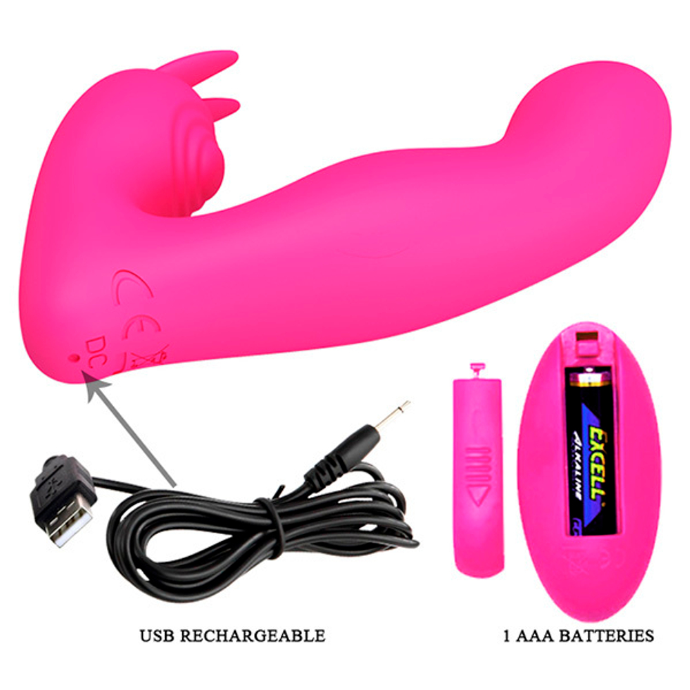 Розовый вибростимулятор с клиторальным отростком Pretty Love Josephine BI-014843W-1