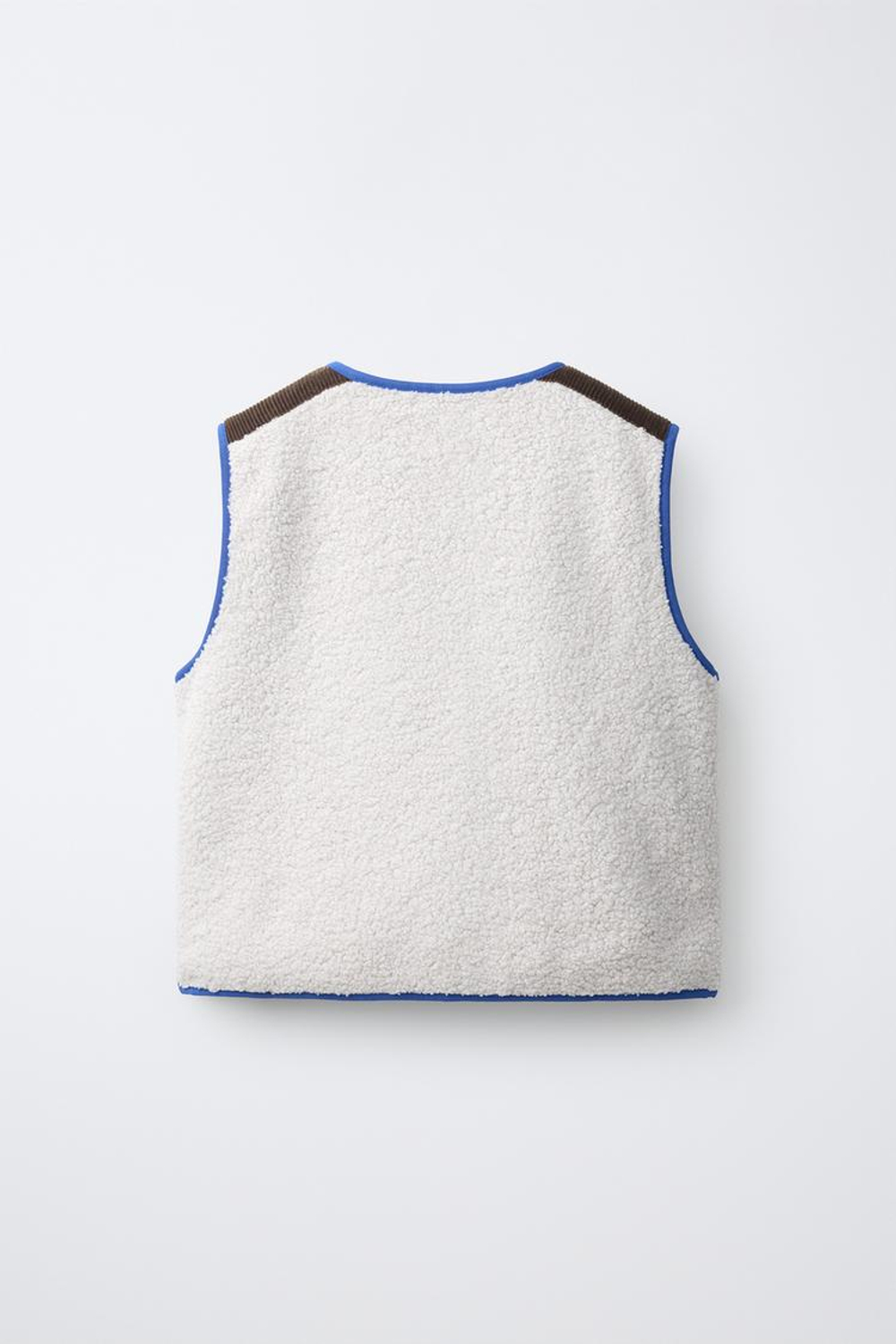 ZARA ЖИЛЕТ ИЗ ИСКУССТВЕННОЙ ОВЧИНЫ COLORBLOCK, ЭКРЮ