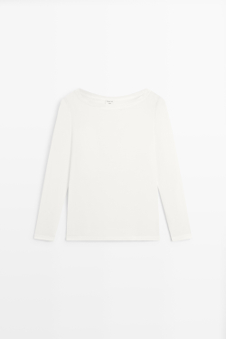 Massimo Dutti Футболка с длинными рукавами - STUDIO, натуральный/кремовый
