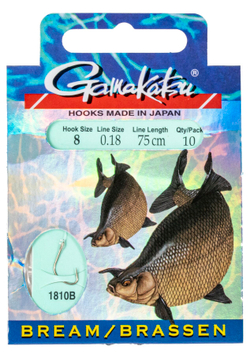 Крючки с поводком Gamakatsu BOOKLET BR. FEEDER 1810B разм. 08-0.18мм 75см 10шт.