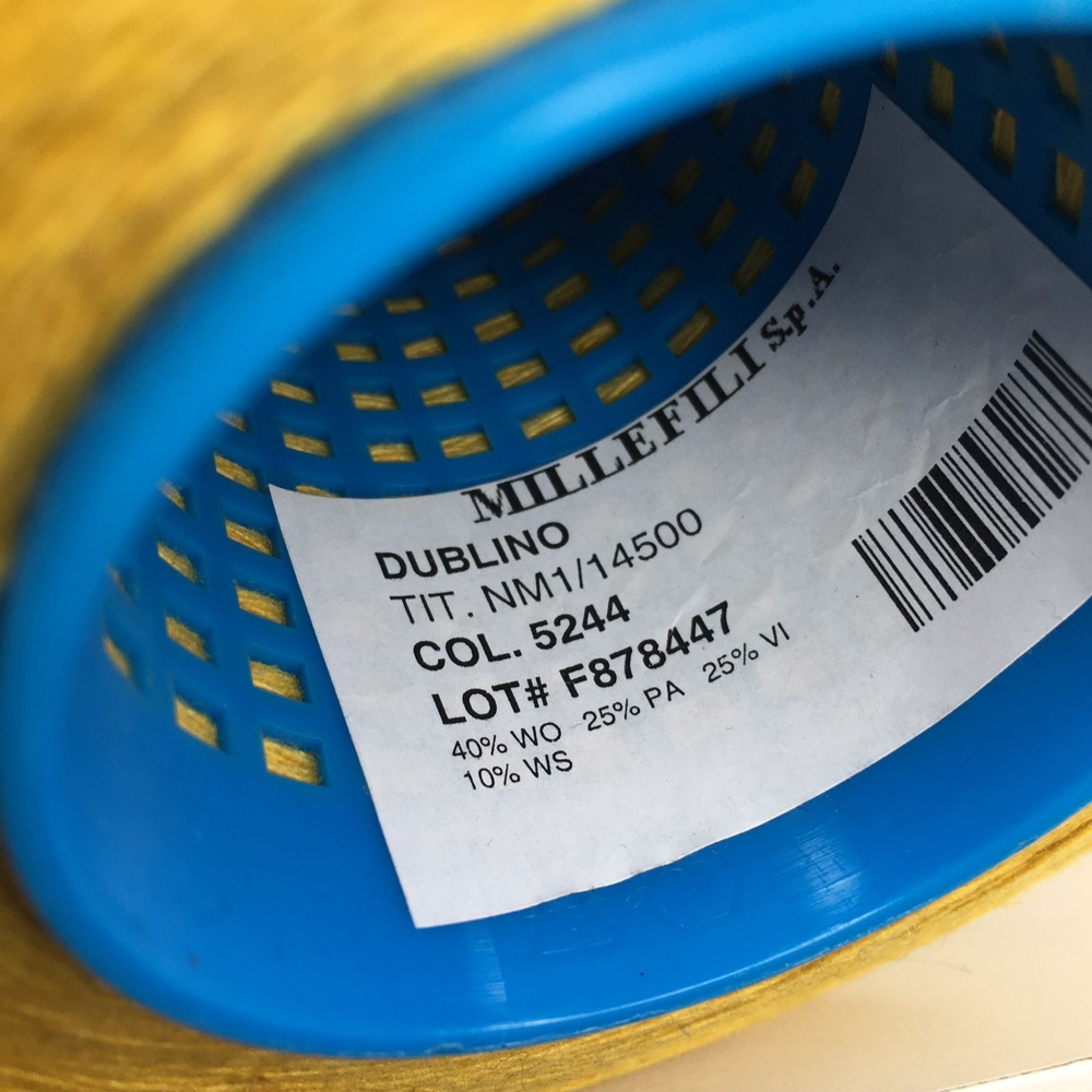DUBLINO - Millefili; 10% кашемир, 40% овечья шерсть, 25% вискоза, 25% п/а; 1450м/100гр; col. 5244. Желтый; ТОЛЬКО бобинки: 174, 290 гр