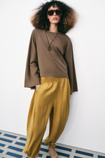 ХЛОПКОВАЯ ФУТБОЛКА С ШИРОКИМИ РУКАВАМИ — ZARA