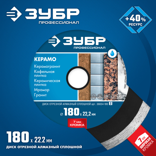 36654-180 Диск отрезной алмазный сплошной