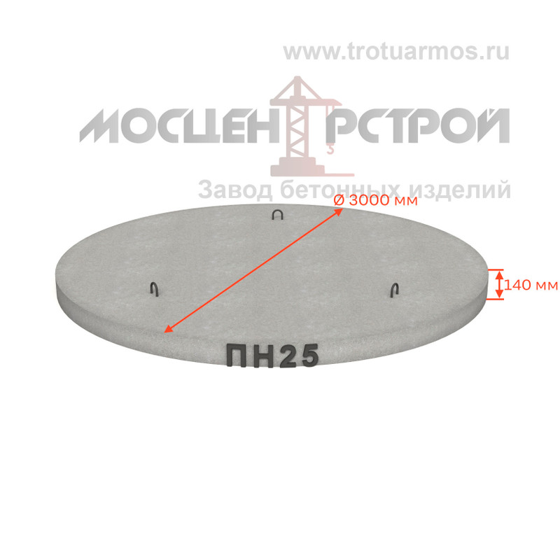 Плита днища колодца ПН25