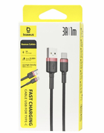 Usb Кабель-зарядка TYPE-C Baseus Cafule 3A 1м (CATKLF-B91) красно-черный