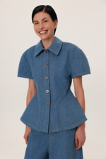 Топ из денима с короткими рукавами