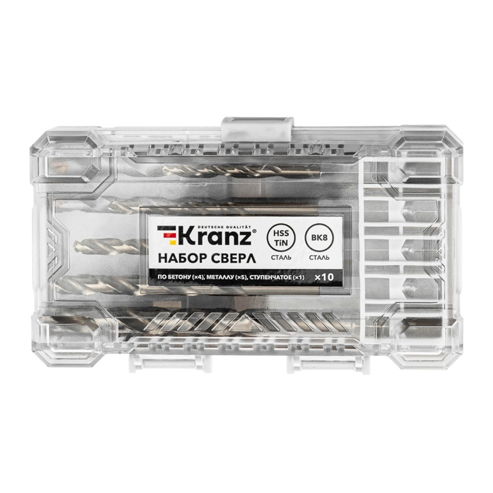 Набор сверл комбинированный, 10 предметов KRANZ