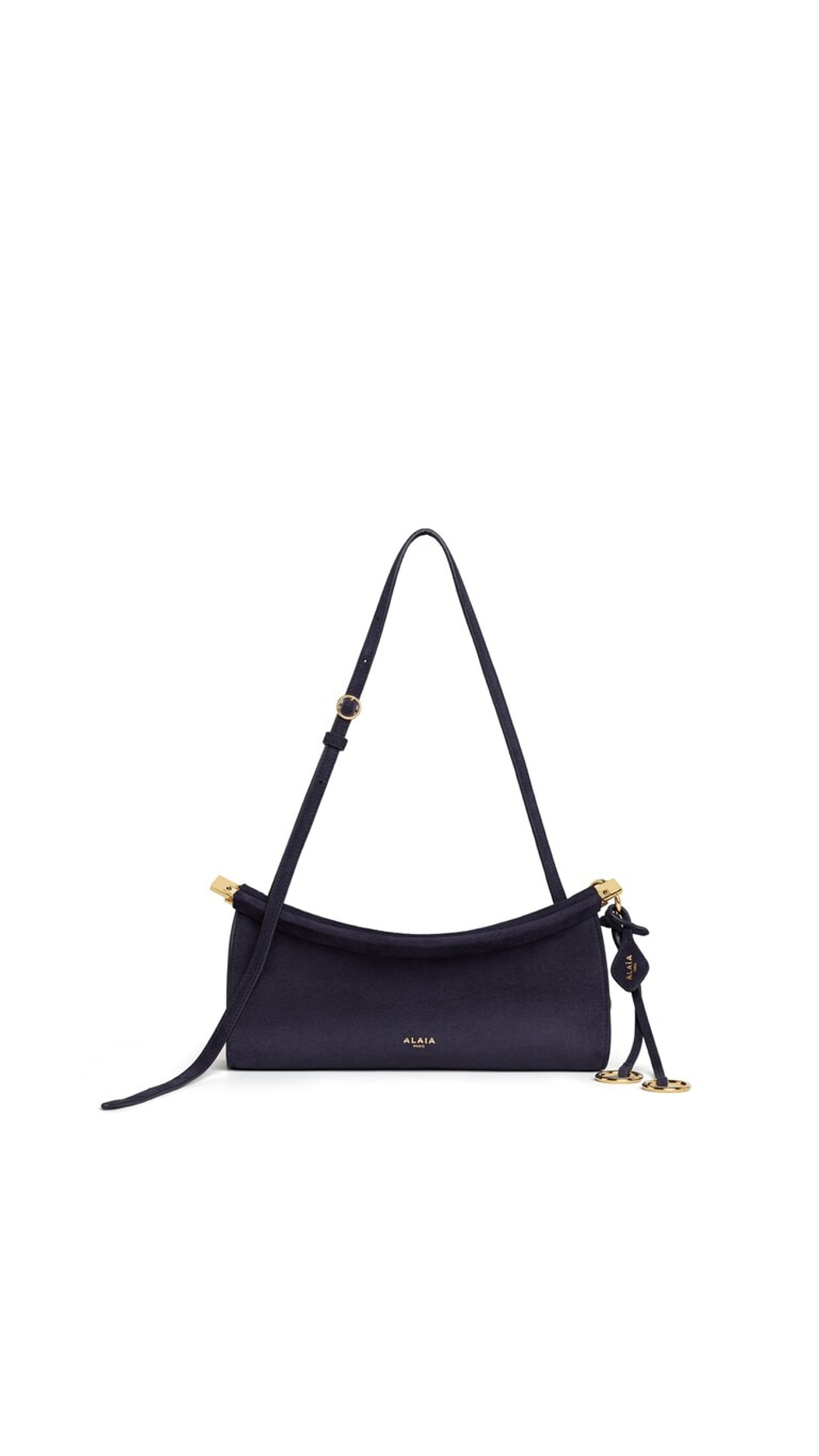 ALAÏA МАЛЕНЬКАЯ СУМКА LE CLICK EAST WEST ИЗ ЗАМШИ, БАКЛАЖАННЫЙ