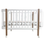 Кровать детская Indigo Italiano Baby продольный маятник на колесах белый-натуральный