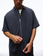 Мужская струящаяся рубашка boxy fit с коротким рукавом - BERSHKA