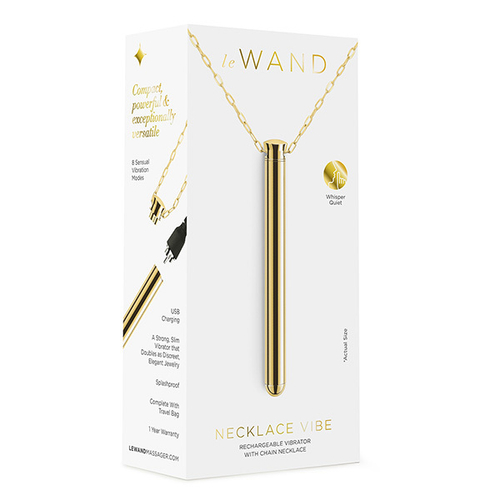Золотистый вибростимулятор-кулон 9,5см на цепочке Le Wand Vibrating Necklace Gold LW-047-GD