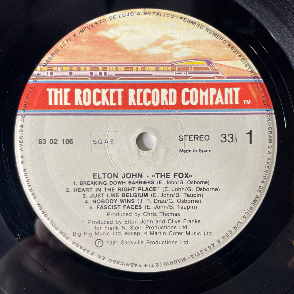 Винтажная виниловая пластинка LP Elton John The Fox (Испания 1981)