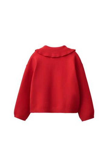 ZARA КАРДИГАН С ВОРОТНИКОМ С ВОЛАНОМ, КРАСНЫЙ