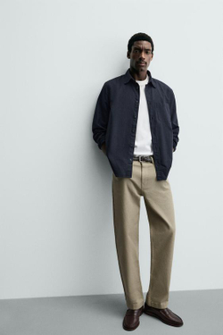 ZARA БРЮКИ STRAIGHT FIT, СВЕТЛЫЙ ХАКИ