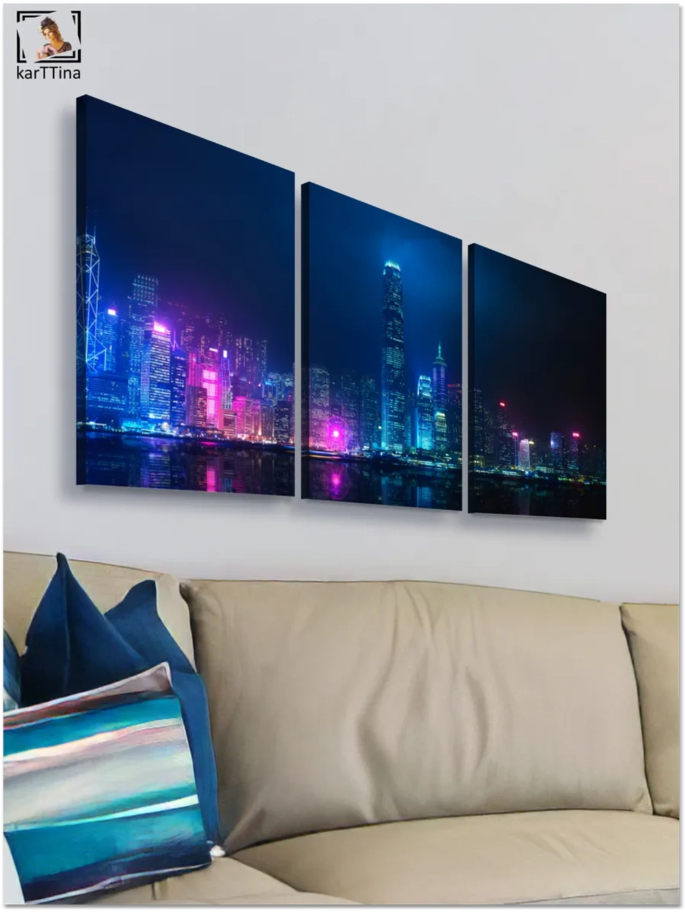 Картина Сумеречный город модульная 50x70см 3шт.