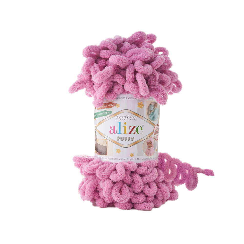 Пуффи (Puffy) пряжа Alize 100%микрополиэстер 5х100г/9,2 м 98 бегония