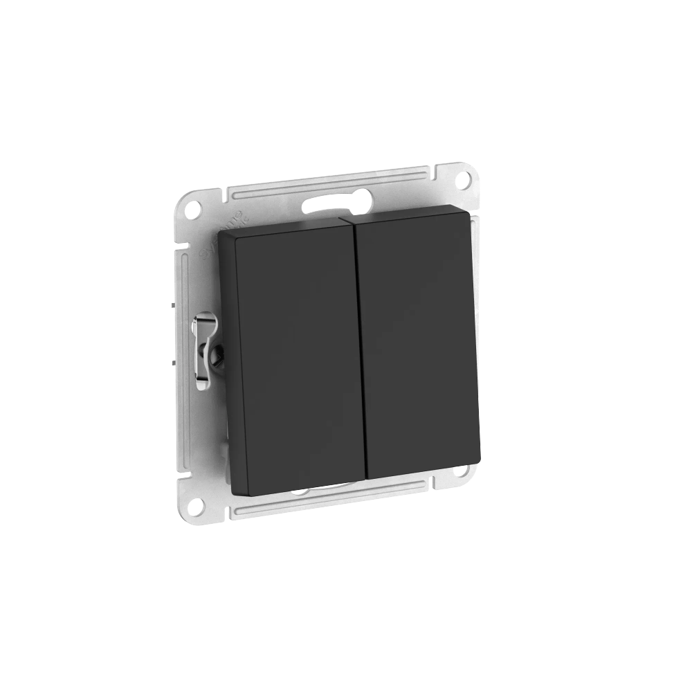 ATLASDESIGN AQUA 2-клавишный ВЫКЛЮЧАТЕЛЬ, IP44, сх.5, 10АХ, мех., быстрозажим. клем., КАРБОН