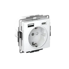 Розетка с USB A+C с защитными шторками Systeme Electric AtlasDesign Лотос ATN001332