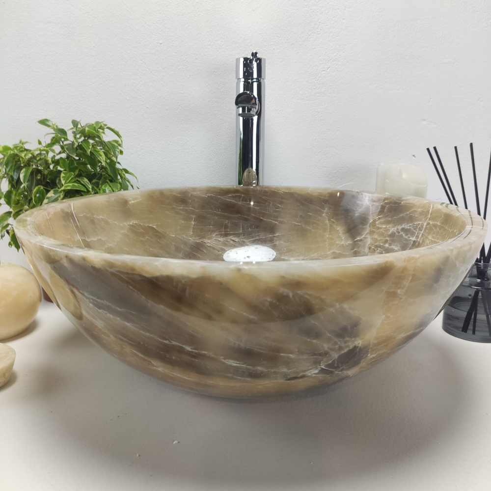 Раковина из оникса Bowl Grey BO-60965 45x45x17 из натурального камня