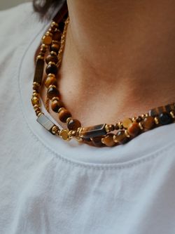 Чокер - Бусы из натурального камня тигровый глаз
