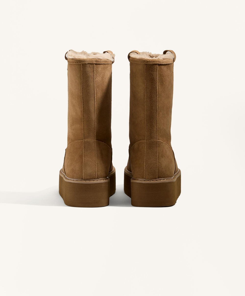 OYSHO Сапоги из спилка на платформе, кротовый