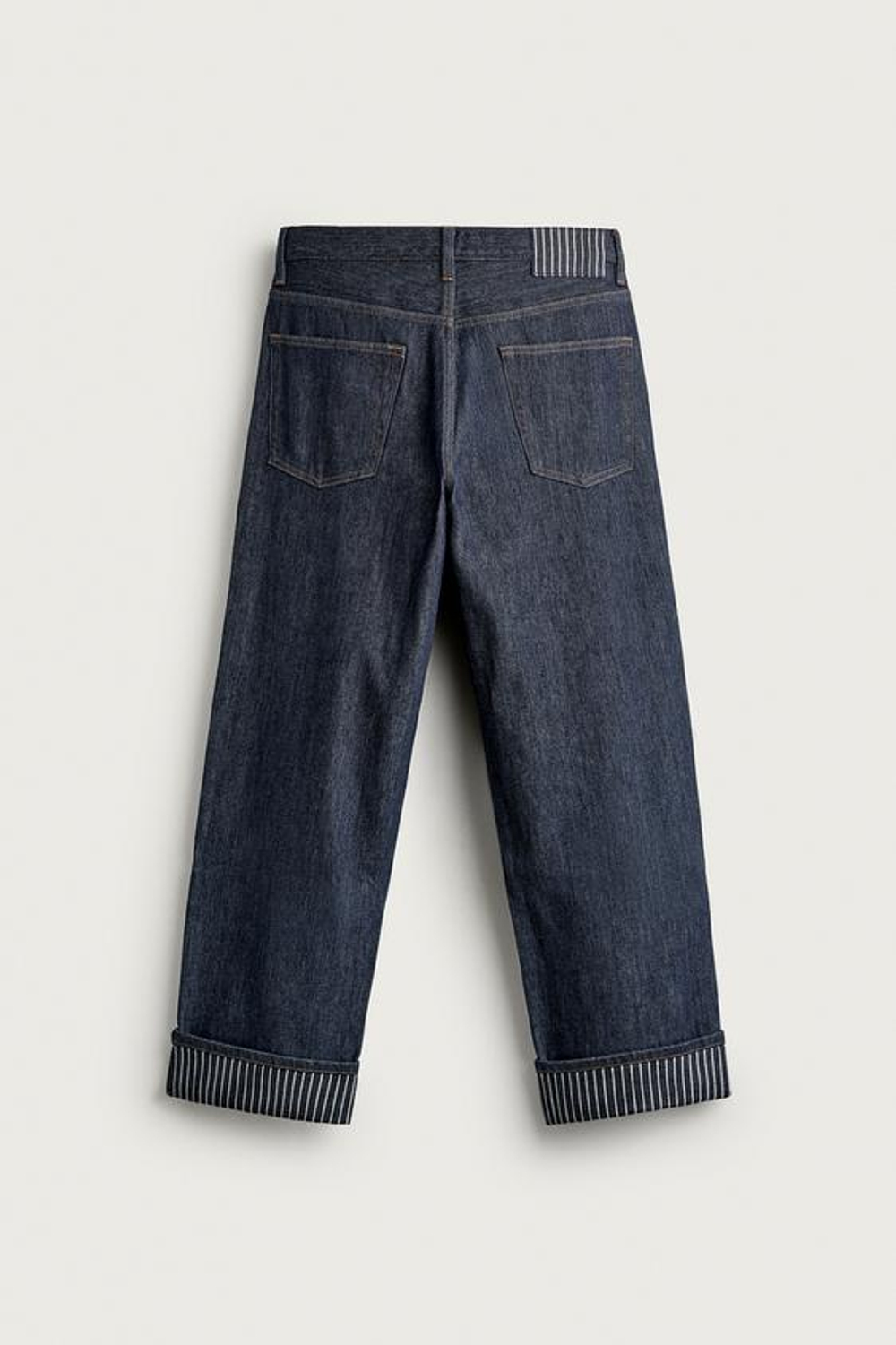 ZARA ДЖИНСЫ STRAIGHT FIT С КОНТРАСТНЫМ ПОДВОРОТОМ, ИНДИГО